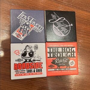Lot of (4) Harley-Davidson Pit Stop Snack Set Coasters HDL-18575